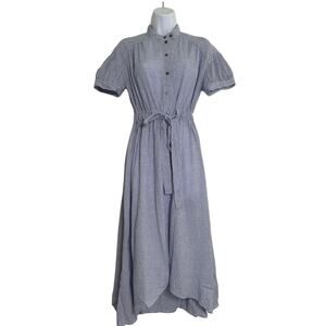 Free People Retro Romance Button Front Shirt Dress Blue White XSMALL Cotton